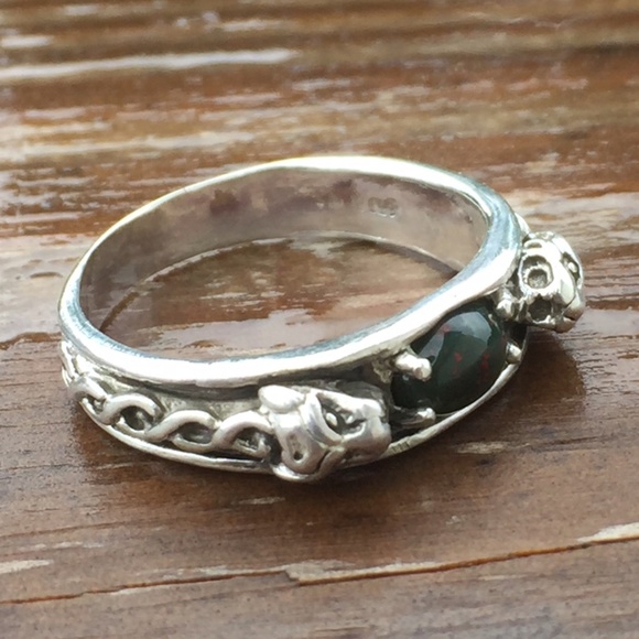 LION head Ring .925 Sterling Silver w/ genuine Bloodstone gem Celtic Lion USA - Picture 8 of 10